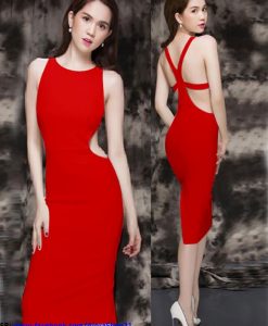 Váy body đỏ đẹp hở lưng sexy quyến rũ - DN427