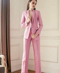 Bộ áo vest tay dài và quần tây hồng tuyệt đẹp - J83