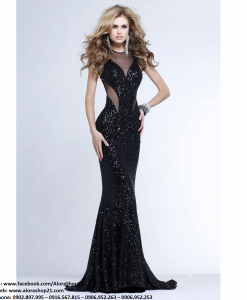 Váy kim sa đen dài cut out eo sexy quyến rũ - D429