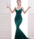 Váy dạ hội nhung đuôi cá hai dây sexy tôn dáng - D432