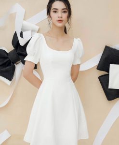 Đầm xoè tiểu thư tay con cổ U trẻ trung - DN438