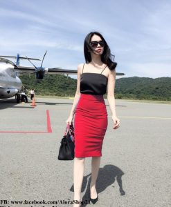 Áo váy Ngọc Trinh kiểu áo hai dây váy bút chì - JL26