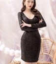 Đầm kim sa tay dài ôm body tôn dáng - DN466