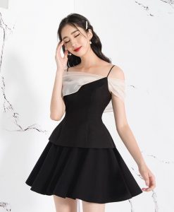 Đầm xòe kiểu hai tầng tay phối voan – DN468