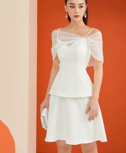 Đầm xòe kiểu hai tầng tay phối voan – DN468