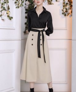 Set áo sơ mi và chân váy chữ A dài – JN54