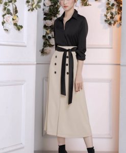 Set áo sơ mi và chân váy chữ A dài – JN54