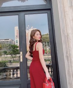 Set áo quần kiểu áo hai dây cúp ngực quần ống suông - J113