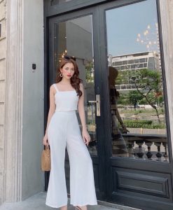 Set áo quần kiểu áo hai dây cúp ngực quần ống suông - J113