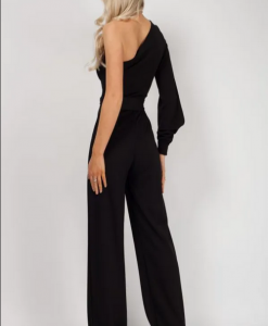 Jumpsuit lệch vai đen thiết kế tay kiểu lạ mắt - J128