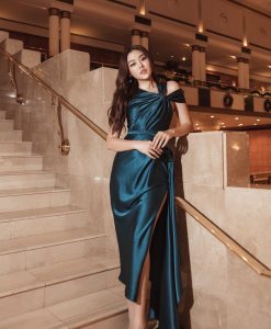 Đầm dạ hội thiết kế trễ vai sang trọng quý phái - D501