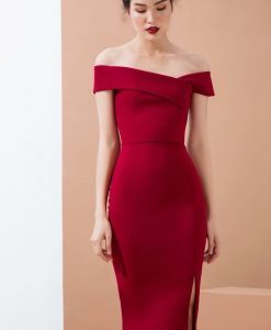 Đầm dự tiệc thiết kế trễ vai xẻ đùi cao ôm body - DN444