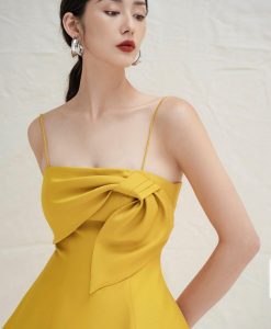 Đầm xoè hai dây cúp ngực phối nơ xinh xắn - DN489
