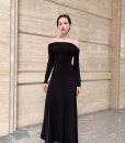 Váy dạ tiệc dài tay hở lưng thiết kế dáng xoè - D574