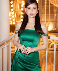 Đầm dạ hội phi lụa trễ vai ôm body tôn dáng - D597