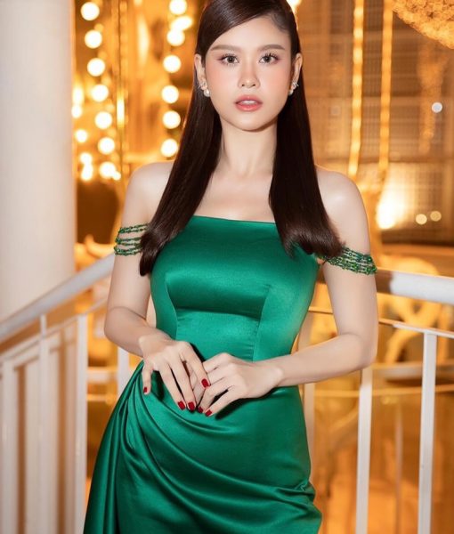 Đầm dạ hội phi lụa trễ vai ôm body tôn dáng - D597