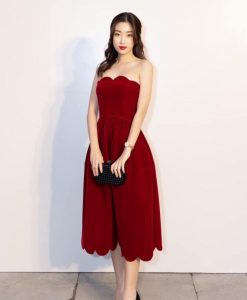 Đầm dự tiệc đỏ dáng xòe cúp ngực dễ thương - DN516