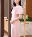 Đầm dự tiệc hồng pastel sang trọng kín đáo - DN508