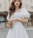 Đầm dự tiệc dáng xoè tay phồng xếp ly dễ thương - DN525