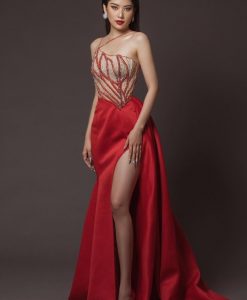 Đầm dạ hội đính đá kiểu hai dây gợi cảm - D619