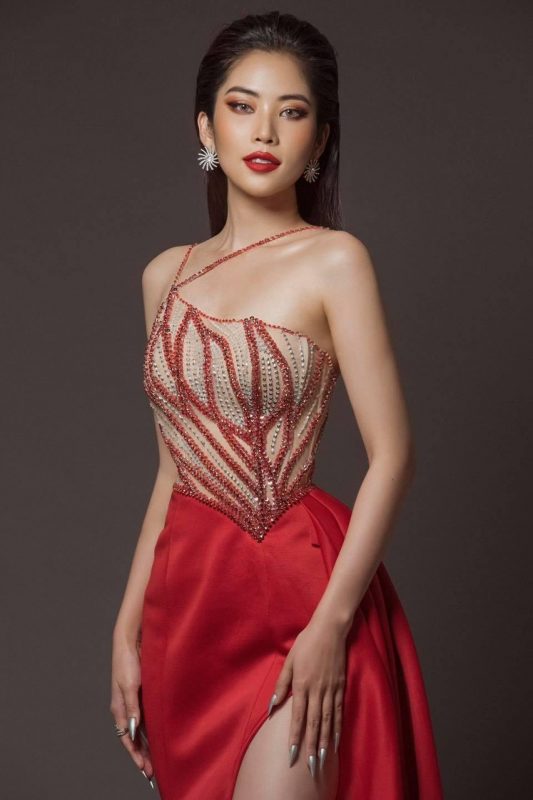 Đầm dạ hội đính đá kiểu hai dây gợi cảm - D619