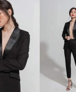 Set áo quần kiểu áo vest tay dài quần tây đen - J145
