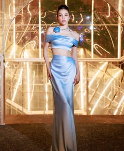 vay-da-hoi-lua-xanh-pastel-crop-top-tre-vai-D632 Váy dạ hội lụa xanh pastel crop top trễ vai - D632